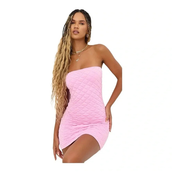 Frankie’s Bikinis Taylor Strapless‎ Puff Dress•BabyPink•Size Medium NWT - Picture 1 of 6
